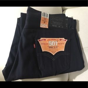 Men's Levis 501 Straight Leg Button Fly Navy Jeans
